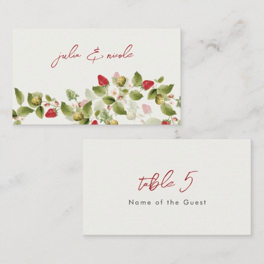 赤い甘い野生のイチゴの結婚花 プレイスカード (正面/裏面)
