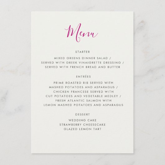 赤い甘い野生のイチゴの結婚花 メニュー (正面)