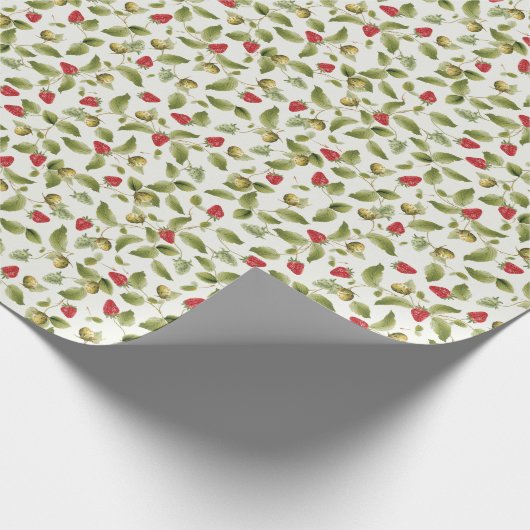 赤い甘い野生のイチゴの結婚花 ラッピングペーパー (角)