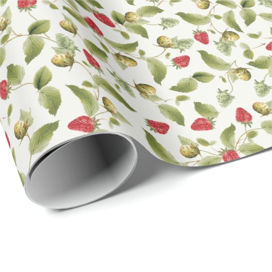 赤い甘い野生のイチゴの結婚花 ラッピングペーパー (ロールコーナー)