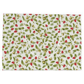 赤い甘い野生のイチゴの結婚花 ラージペーパーバッグ (裏面)