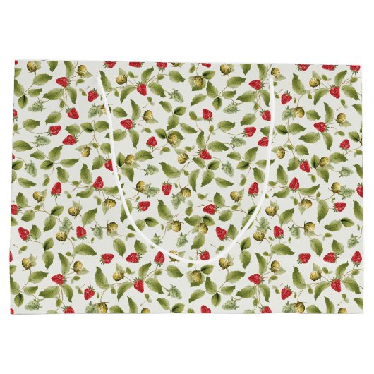 赤い甘い野生のイチゴの結婚花 ラージペーパーバッグ (裏面)