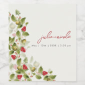 赤い甘い野生のイチゴの結婚花 ワインラベル (シングルラベル)