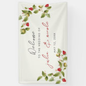 赤い甘い野生のイチゴの結婚花 横断幕 (縦)