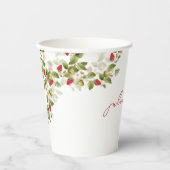 赤い甘い野生のイチゴの結婚花 紙コップ (正面)