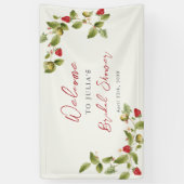 赤い甘い野生のイチゴの花結婚のバナー 横断幕 (縦)