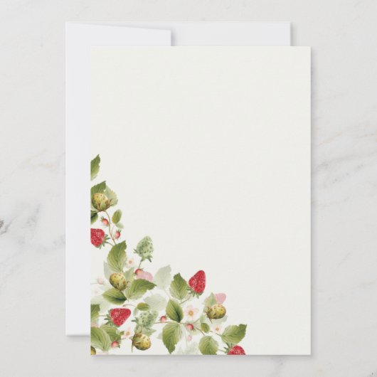 赤い甘い野生イチゴの花リハーサルディナー 招待状 (裏面)