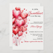 赤い甘い風船の赤いシャワー 招待状 (正面/裏面)