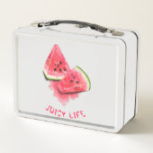 赤い甘くジューシーなスイカピースおいしい – スケッチ  メタルランチボックス (裏面)