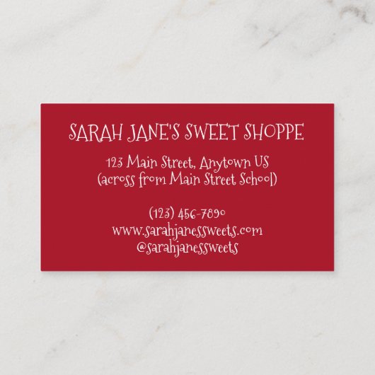 赤い甘草むち甘草ひねりキャンディ店 名刺 (裏面)