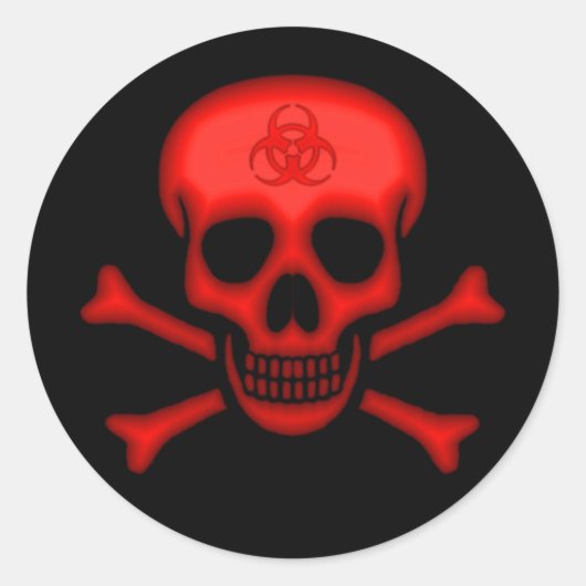 赤い生物学的災害［有害物質］スカルシール ラウンドシール (正面)