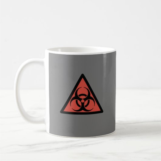 赤い生物学的災害［有害物質］標識 コーヒーマグカップ (左)