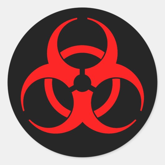 赤い生物学的災害［有害物質］記号 ラウンドシール (正面)