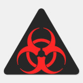 赤い生物学的災害［有害物質］記号 三角形シール (正面)