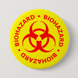 赤い生物学的災害［有害物質］警告のボタンピン 缶バッジ