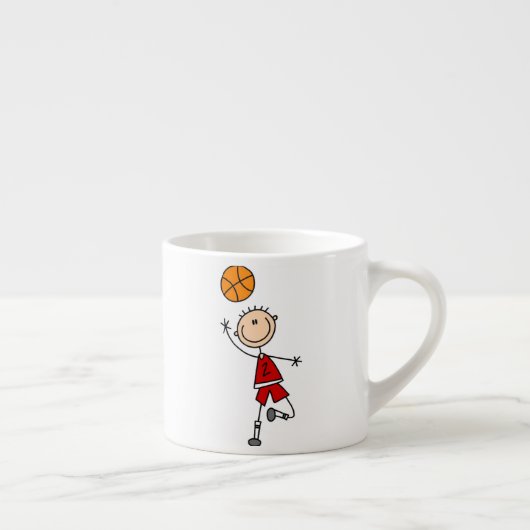 赤い男の子のバスケットボール選手のTシャツおよびギフト エスプレッソカップ (右)