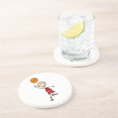 赤い男の子のバスケットボール選手のTシャツおよびギフト コースター (側面)