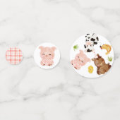 赤い男の子の納屋周囲の庭農場の動物の誕生日 コンフェッティ (正面)