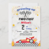 赤い男の子の車レース車2速2番目の誕生日 招待状 (正面)