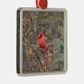 赤い男性(鳥)ショウジョウコウカンチョウシーズンのご挨拶 メタルオーナメント (右)