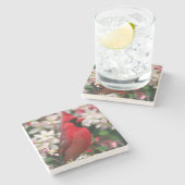 赤い男性（鳥）ショウジョウコウカンチョウ ストーンコースター (横)