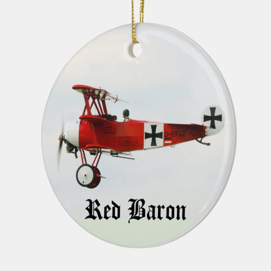 赤い男爵の第1次世界大戦のフォッカーの三葉機 セラミックオーナメント (左)