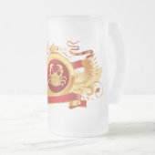 赤い男爵"(占星術の)十二宮図蟹座"の16のozの曇らされたガラスのマグ フロストグラスビールジョッキ (正面右)