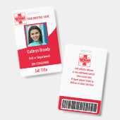 赤い病パーソナライズされた院または診療所の従業員 バッジ (正面＆裏面)