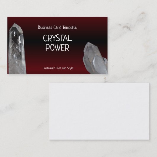 赤い癒しの結晶 – ミネラルクォーツの結晶 名刺 (正面/裏面)