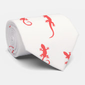 赤い登山のゲッコス（白） ネクタイ (ロール)