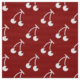 赤い白いさくらんぼ模様 ファブリック