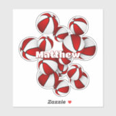 赤い白いアスリートボールのクラスター上のバスケット名 シール (シート)