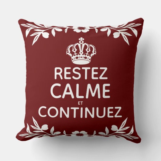 赤い白いオリーブフランスのブの保ブン運コムオンオン クッション (正面)