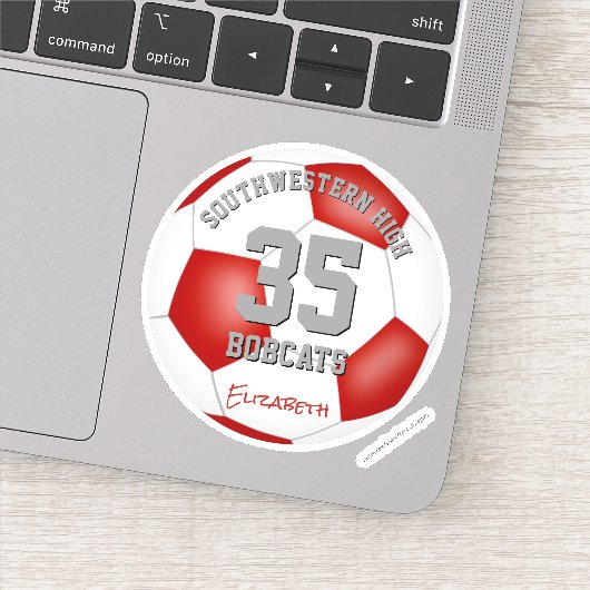赤い白いカスタムサッカーチームの色 シール (詳細)