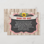 赤い白いギンガムイエローヒマワリの本ベビー エンクロージャーカード (正面/裏面)