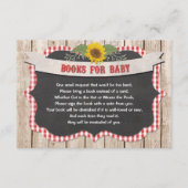 赤い白いギンガムイエローヒマワリの本ベビー エンクロージャーカード (正面)