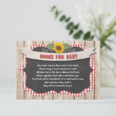 赤い白いギンガムイエローヒマワリの本ベビー エンクロージャーカード (スタンド正面)