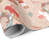 赤い白いクリスマスくるみ割りリスのネズミ ラッピングペーパー (ロールコーナー)