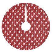 赤い白いクリスマスの部族ドラゴン ブラッシュドポリエステルツリースカート (正面)