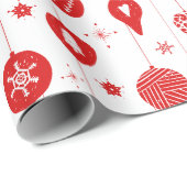 赤い白いクリスマスオーナメントバウブルパターン ラッピングペーパー (ロールコーナー)