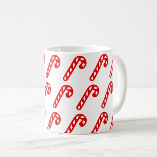 赤い白いクリスマススティックミニマル コーヒーマグカップ (正面右)