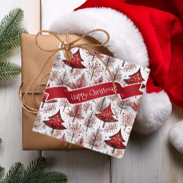 赤い白いクリスマスツリーパターン#4 ID1009 フェイバータグ