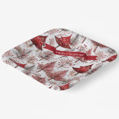 赤い白いクリスマスツリーパターン#4 ID1009 ペーパープレート (傾斜あり)