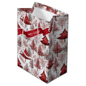 赤い白いクリスマスツリーパターン#4 ID1009 ミディアムペーパーバッグ (正面アングル)