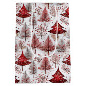 赤い白いクリスマスツリーパターン#4 ID1009 ミディアムペーパーバッグ (裏面)