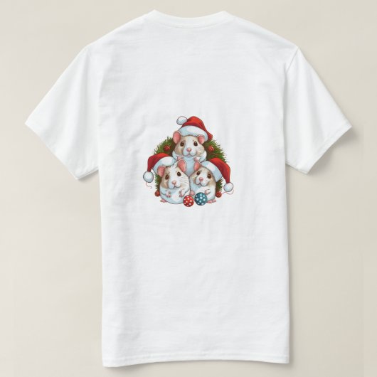 赤い白いクリスマスティーシャツデザイン Tシャツ (デザイン裏面)