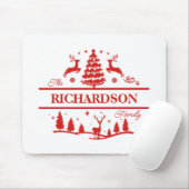 赤い白いクリスマスパーソナライズされたの家族の名前 マウスパッド (マウス)