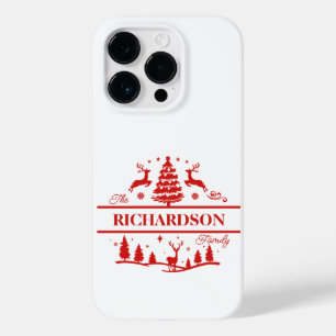 赤い白いクリスマスパーソナライズされたの家族の名前 Case-Mate iPhone 14 PROケース