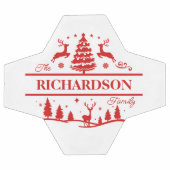 赤い白いクリスマスパーソナライズされたの家族名 サッカーボール (フラット)