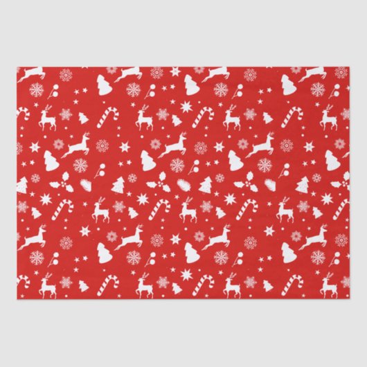 赤い白いクリスマスフェスティバル幾何学的な冬のパターン 薄葉紙 (正面)